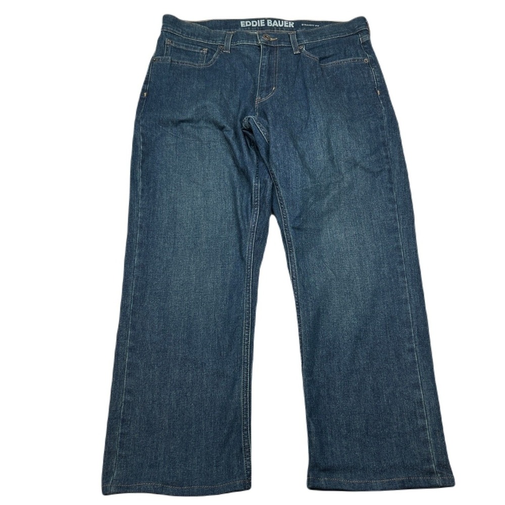 Eddie Bauer Straight Fit Jeans Mens 34x26‎ Blue Specialty Dyed Denim Pants